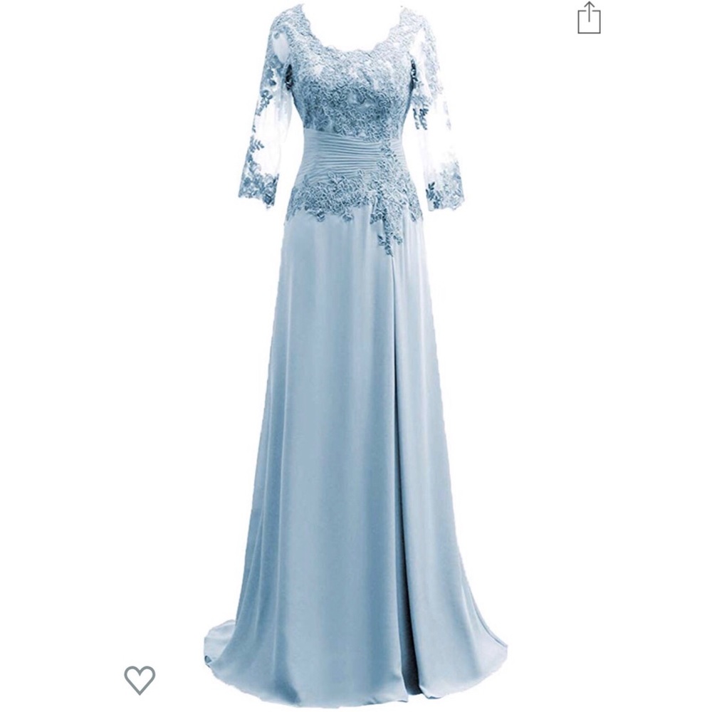 Woman’s long lace evening dress with 3/4 sleeve